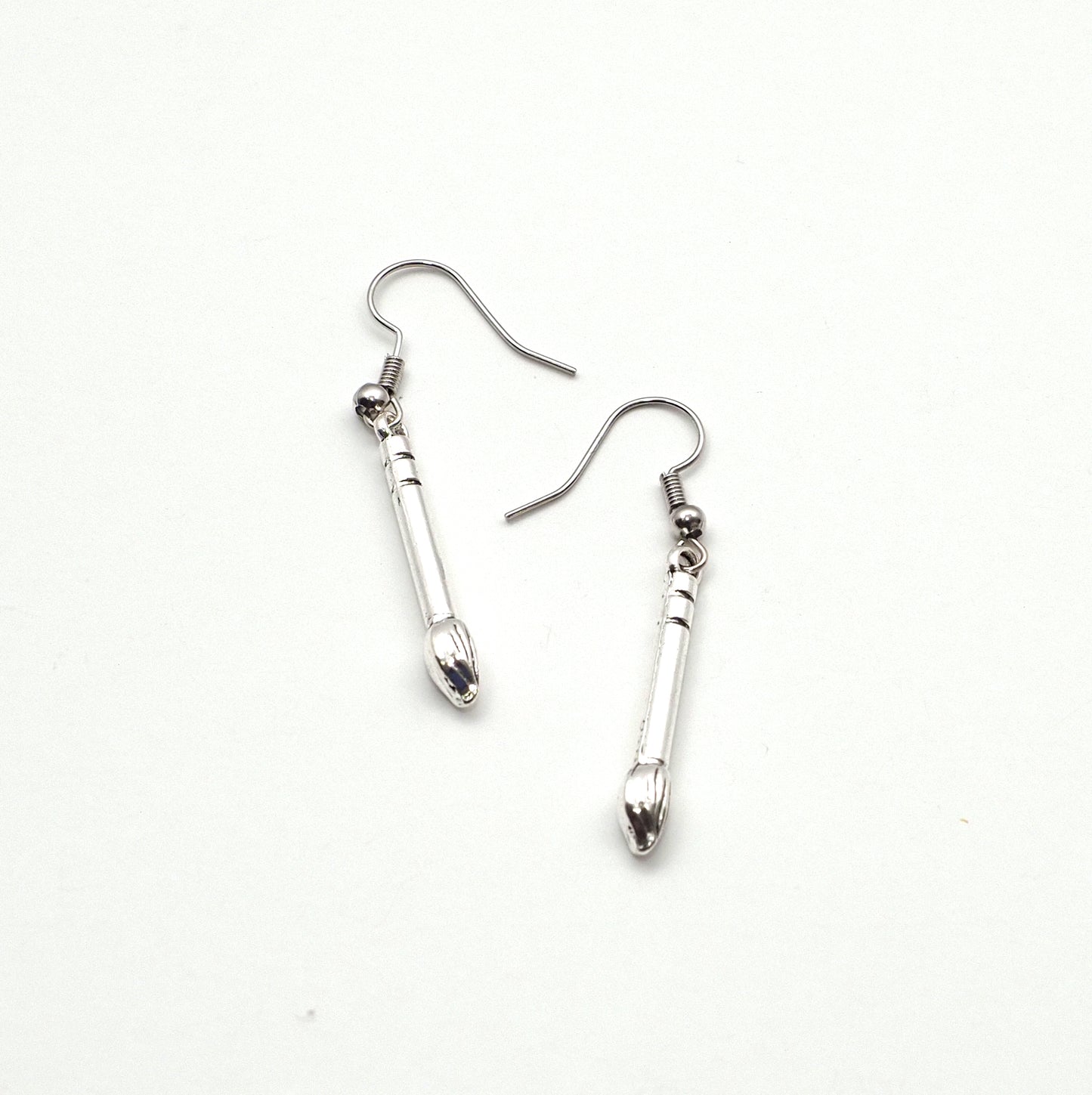 Silver Paintbrush Earrings