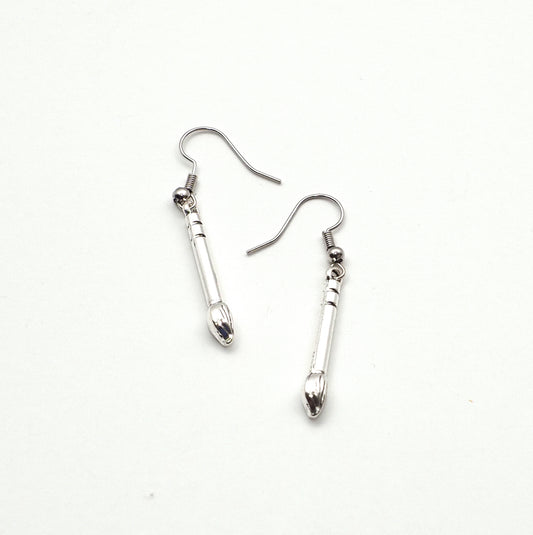 Silver Paintbrush Earrings