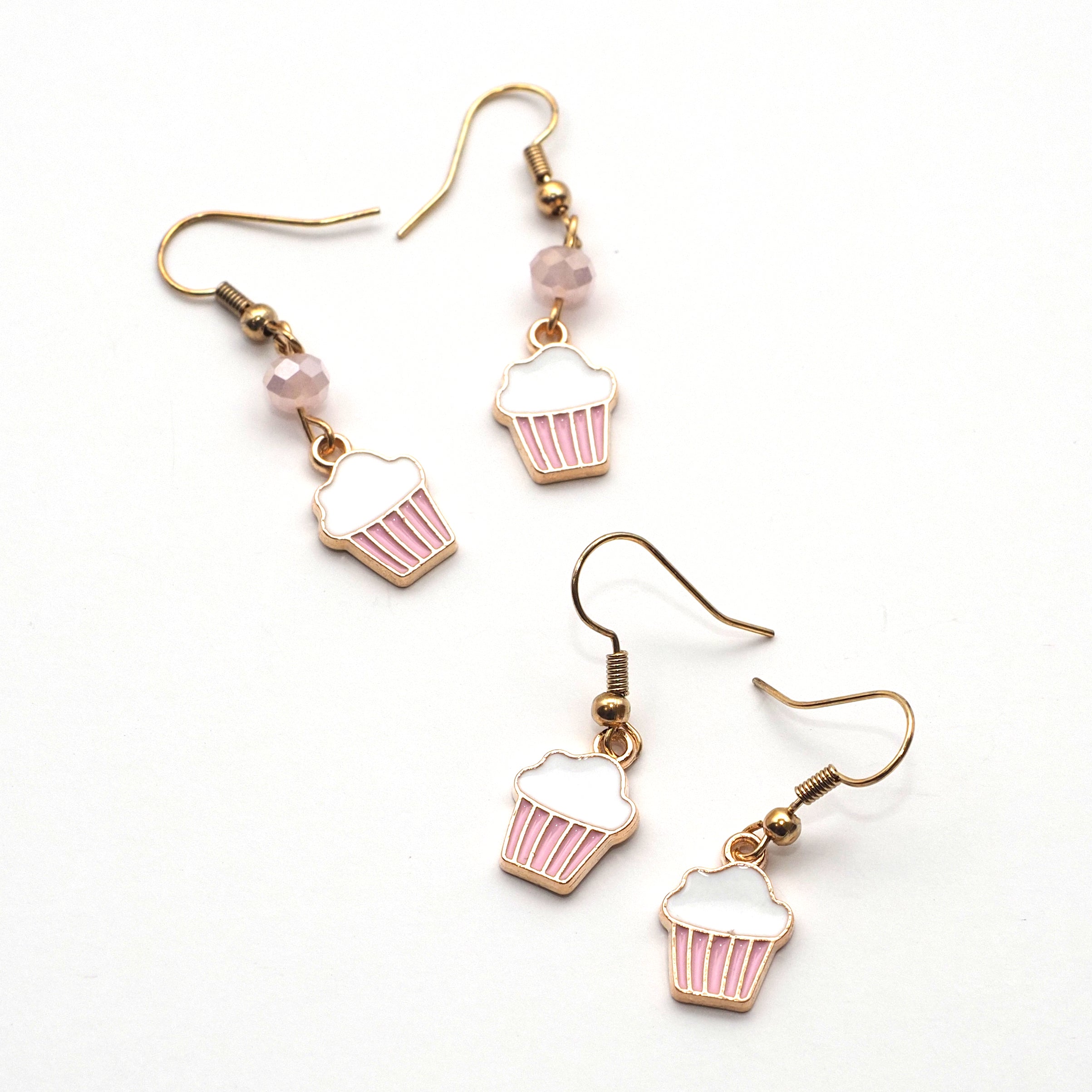 Pink Cupcake Enamel Earrings