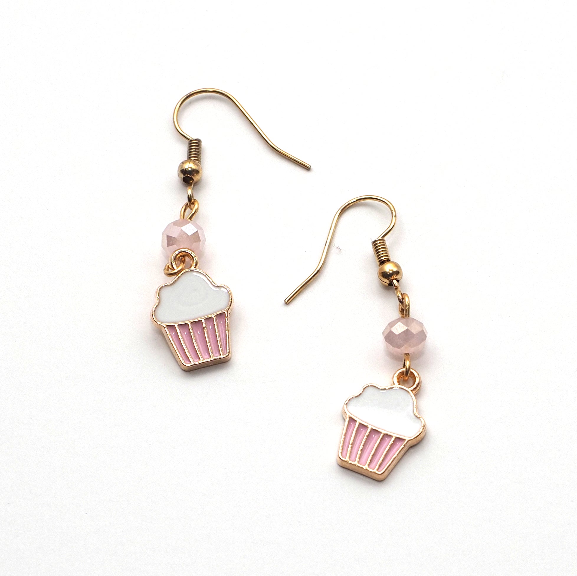 Pink Cupcake Enamel Earrings