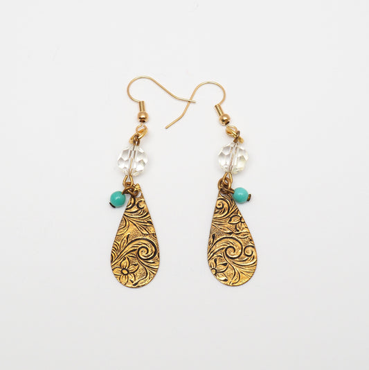 Teardrop Brass Dangle Earrings